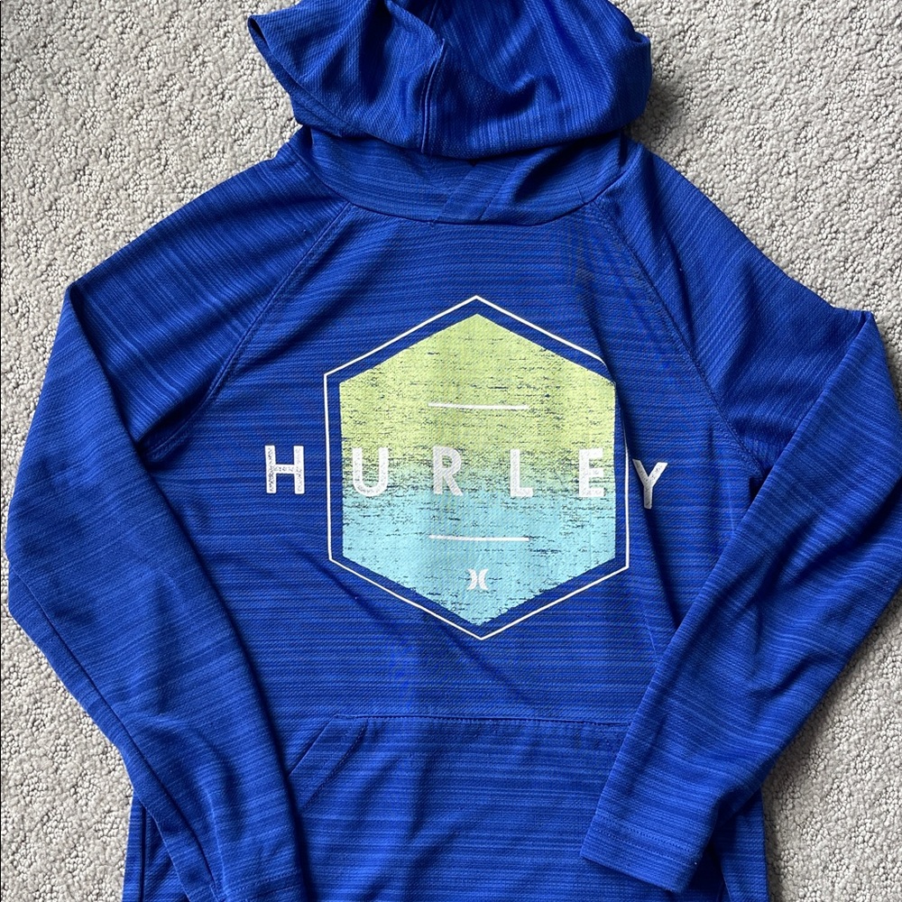Boys Hurley Blue and Green Graphic Hoodie